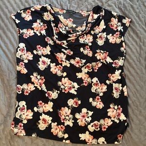 Lane Bryant, navy floral blouse.